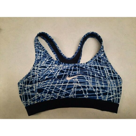 NIKE DRI-FIT - - S - BLUE & WHITE - RACER BACK SPORTS BRA - Picture 1 of 3